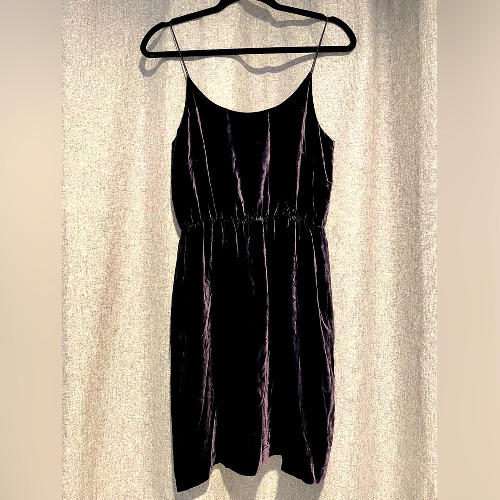 J. Crew Purple Velvet Spaghetti Strap Rayon/Silk Slip Dress